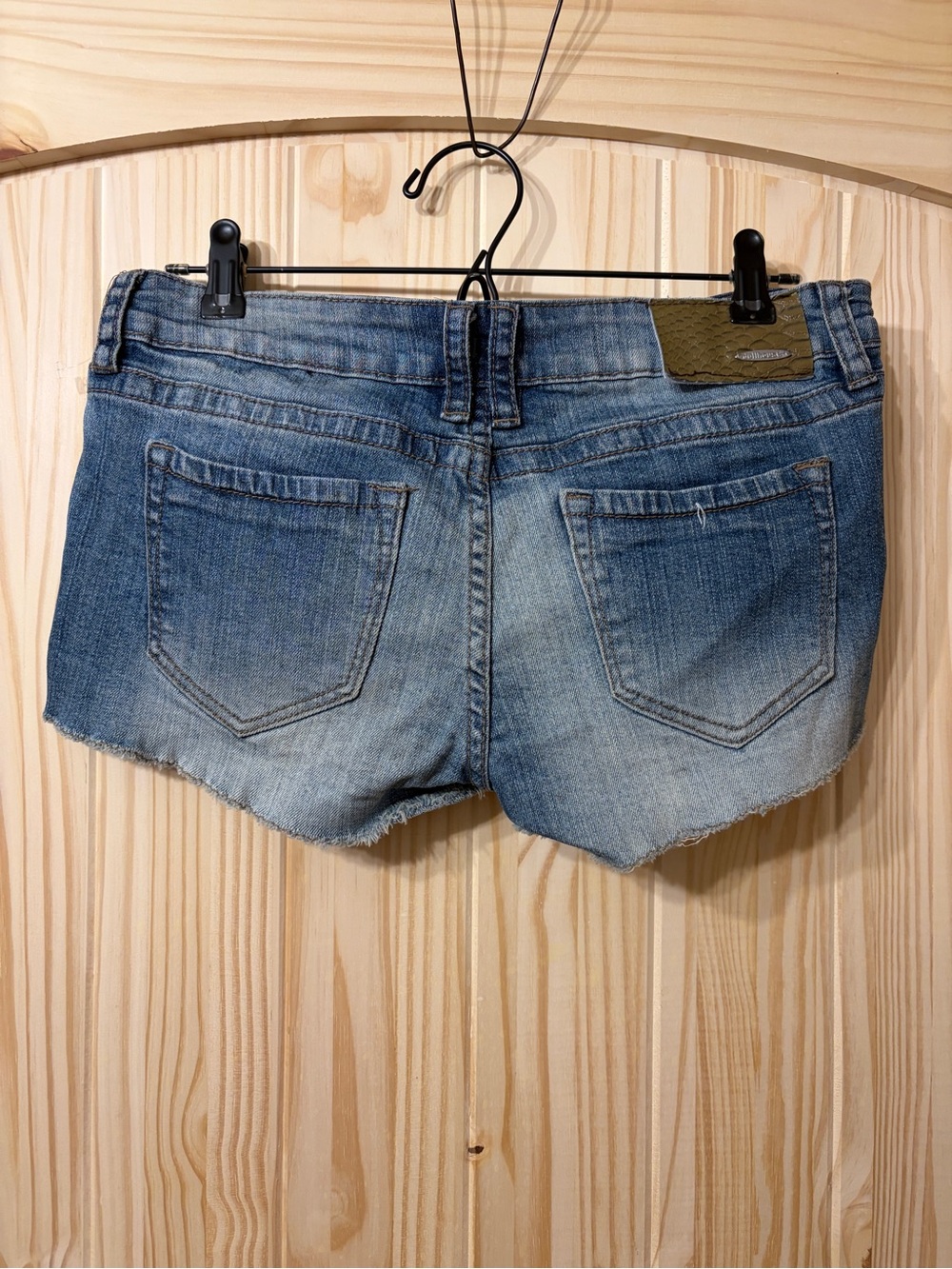 Vintage Y2K Dollhouse Lace-Up Denim Micro Shorts Whiskering Summer Festival BoHo - Picture 4 of 7